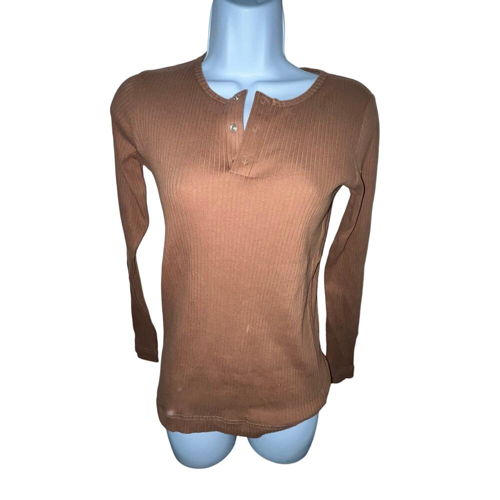 NWT The Simple Nook Brown Henley Top – Women’s XS